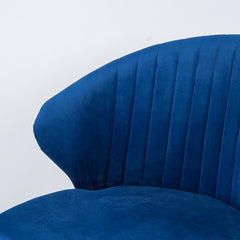 Dual-Colored Blue & Cream Velvet Lounge Chair