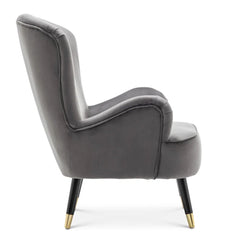 Luxury Grey Velvet Lounge Chair With Ottoman