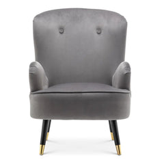 Luxury Grey Velvet Lounge Chair With Ottoman