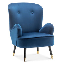 Luxury Navy Blue Velvet Lounge Chair With Ottoman