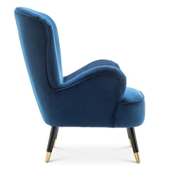 Luxury Navy Blue Velvet Lounge Chair With Ottoman