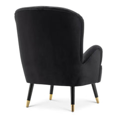 Luxury Black Velvet Lounge Chair With Ottoman