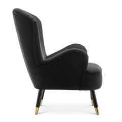 Luxury Black Velvet Lounge Chair With Ottoman