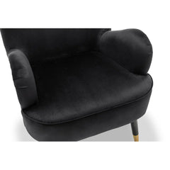 Luxury Black Velvet Lounge Chair With Ottoman