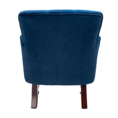 Detailed Tufted Super Comfy Navy Blue Velvet Lounge Chair