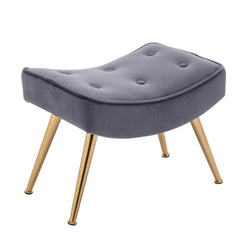 Tufted Long Back Grey Lounge Chair With Ottoman