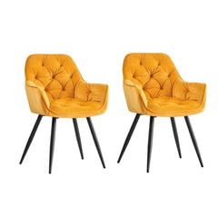 Bright Yellow Comfy Padded Tufted Velvet Lounge Chair