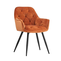 Rich Orange Comfy Padded Tufted Velvet Lounge Chair