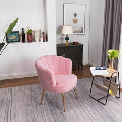 Pink Crafted Shell Designer Lounge Chair