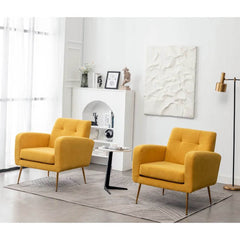 Bright Yellow Tufted Luxe Velvet Lounge Chair