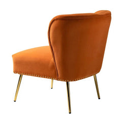 Minimalist Orange Velvet Lounge Chairs Set Of 2