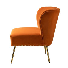 Minimalist Orange Velvet Lounge Chairs Set Of 2