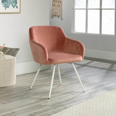 Aesthetic Peach Velvet Accent Chair