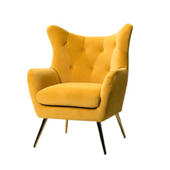Royal Yellow Tufted Velvet Lounge Chair