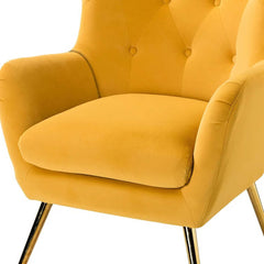 Royal Yellow Tufted Velvet Lounge Chair