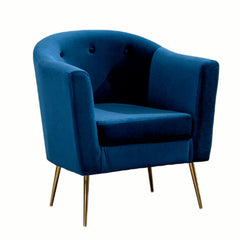 Royal Blue Tufted Round Back Cushiony Lounge Chair