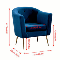 Royal Blue Tufted Round Back Cushiony Lounge Chair