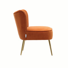 Orange Deep Cushioning Comfy Velvet Lounge Chair