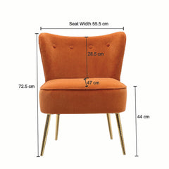 Orange Deep Cushioning Comfy Velvet Lounge Chair