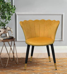 Bright Yellow Rounded Back Velvet Lounge Chair