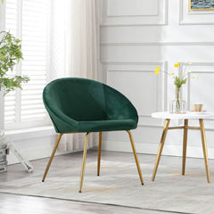 Green Round Shell Back Velvet Lounge Chair