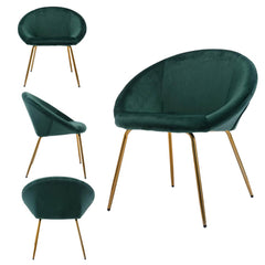 Green Round Shell Back Velvet Lounge Chair