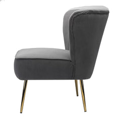 Classic Curved Back Grey Velvet Lounge Chair