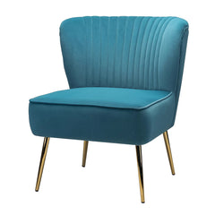 Classic Curved Back Blue Velvet Lounge Chair