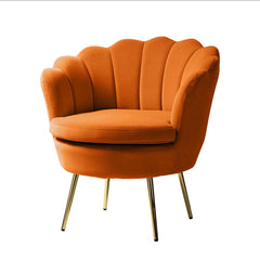 Shell Motif Luxury Mustard Velvet Lounge Chair