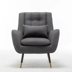 Rich Grey Thick Padded Velvet Armchair with Cushion