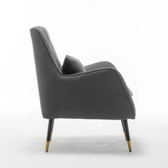 Rich Grey Thick Padded Velvet Armchair with Cushion