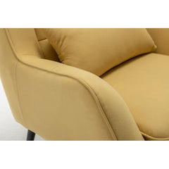 Classic Yellow Thick Padded Velvet Armchair with Cushion