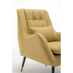 Classic Yellow Thick Padded Velvet Armchair with Cushion