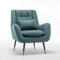 Olive Green Thick Padded Velvet Armchair with Cushion