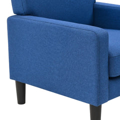 Blue Standard Velvet Chair With Ottoman