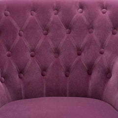 Detailed Tufted Super Comfy Magenta Velvet Lounge Chair