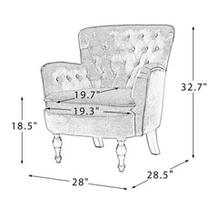 Detailed Tufted Super Comfy Emerald Velvet Lounge Chair