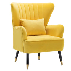 Yellow Chic Tufted Accent Chair With Cushion