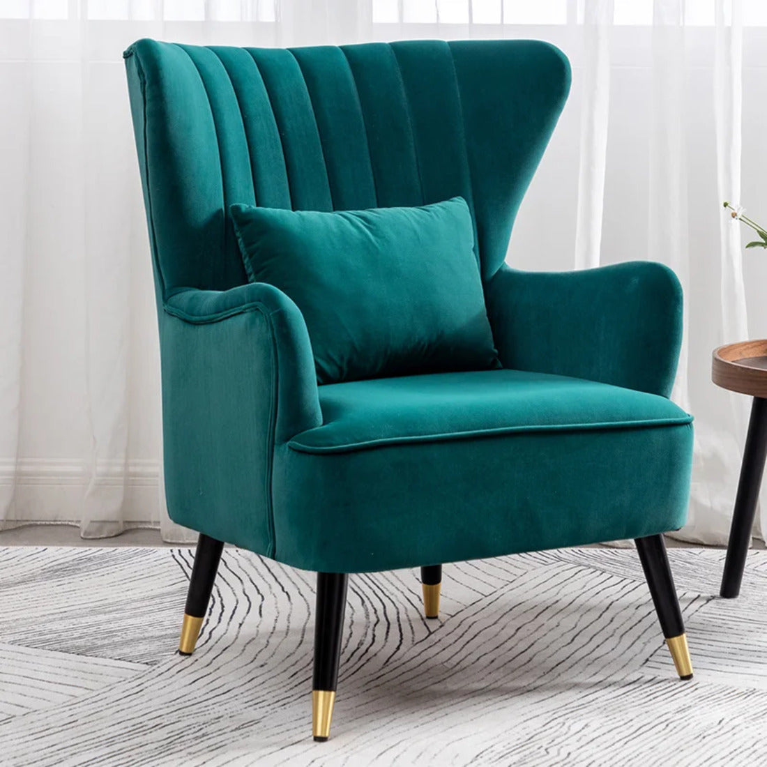 Emerald Chic Tufted Accent Chair With Cushion