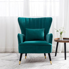 Emerald Chic Tufted Accent Chair With Cushion