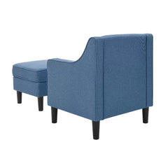 Skyblue Tufted Comfy Lounge Chair With Ottoman
