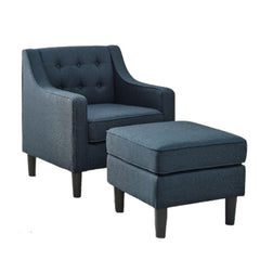 Charcoal Tufted Comfy Lounge Chair With Ottoman