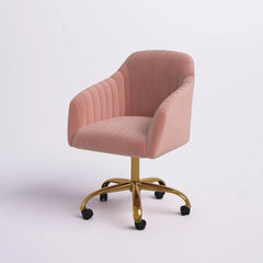 Refined Baby Pink Tufted Velvet Armchair With Golden Legs