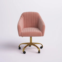 Refined Baby Pink Tufted Velvet Armchair With Golden Legs