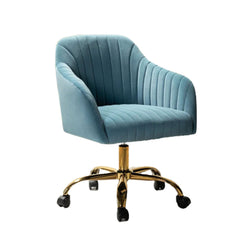 Refined Sky Blue Tufted Velvet Armchair With Golden Legs
