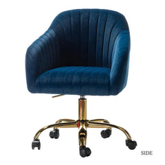 Refined Navy Blue Tufted Velvet Armchair With Golden Legs