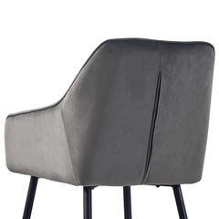 Grey Diamond Cut Velvet Accent Chair With Black Legs