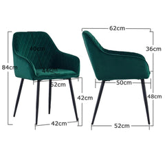 Emerald Diamond Cut Velvet Accent Chair With Black Legs