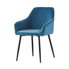 Blue Diamond Cut Velvet Accent Chair With Black Legs