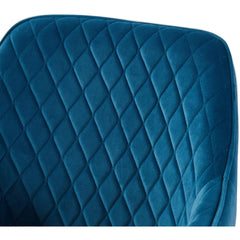 Blue Diamond Cut Velvet Accent Chair With Black Legs